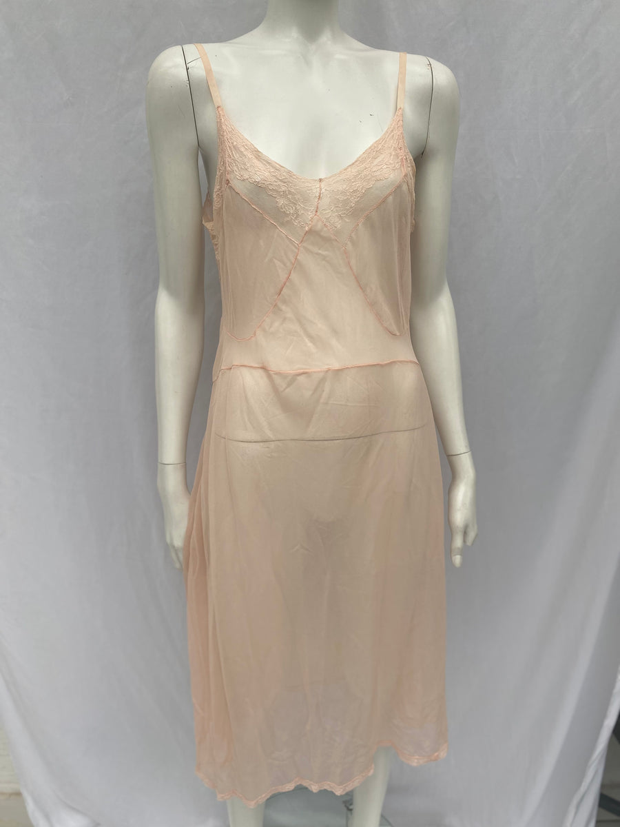 Vintage 1930s Peach Mesh Lingerie Under Dress Petticoat