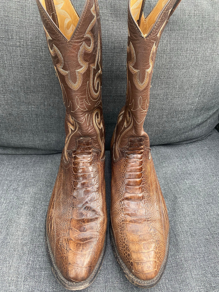 Ostrich Panhandle Slim Cowboy Boots Marina Vintage Uk