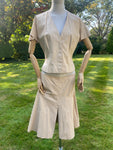 Vintage Loewe Beige Lambs Leather Skirt Suit Sz 42