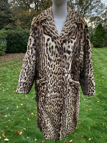 Vintage 1940s Ocelot Fur Coat size M