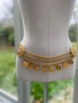 Vintage Gold Chain Belt with Coins