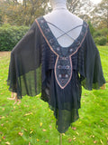 Embroidered Black Silk Floaty Blouse “Halloween Attire”