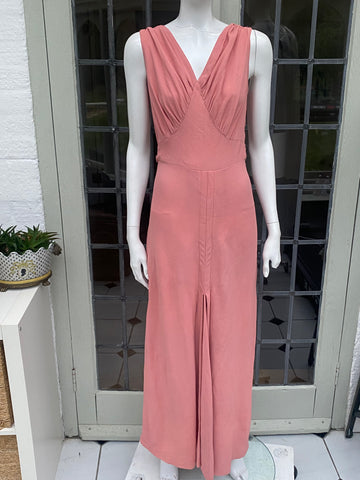 Vintage 1930s Salmon Pink Crepe Dress