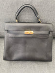 Black Kelly Leather Handbag