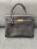 Black Kelly Leather Handbag