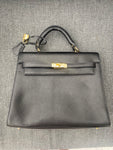 Black Kelly Leather Handbag