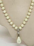 Vintage Faux Pearls Necklace With Large Baroque Pearl Droplet