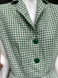 Vintage 1950s Green Check Casual Dress