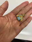 Vintage Turquoise Fly Brooch