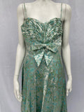 1950s “Eau De Nil” damask silk dress.