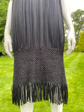 Issey Miyake Black Crocheted Tasselled Skirt Dress L