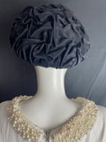 Vintage 1950s Black Gathered Beret Hat