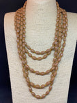 Vintage Five Strand Beige Glass Bead Necklace