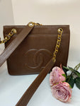 Vintage Chanel Tote Handbag with 24k Gold Plated Hardwear