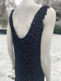 1960s Black Beaded Bodycon Body hugging knit dress