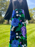 Vintage Jacques Perri Velvet Hydrangea Print Dress