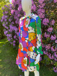 Vintage 1970s Pure Silk Flower Power Coat Dress