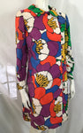 Vintage 1970s Pure Silk Flower Power Coat Dress