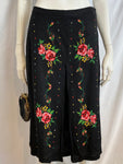 1930s Black Red Roses Needlepoint skirt